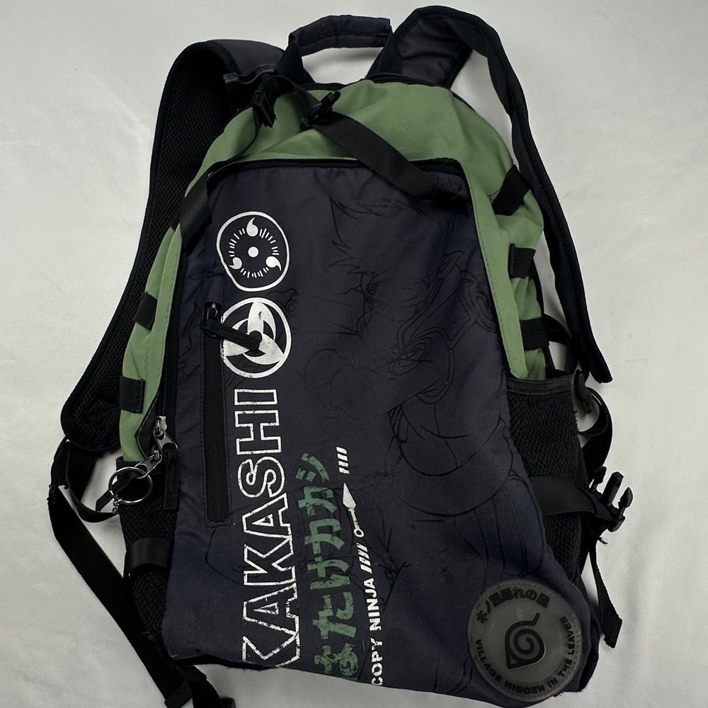 Naruto Shippuden Kakashi Hatake Copy Ninja Backpack Black Green Viz Media